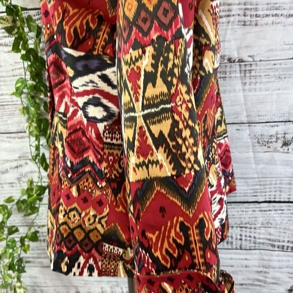 Norm Thompson Black Jacket size Extra Large Red Brown Aztec Western Stretch - Picture 12 of 16